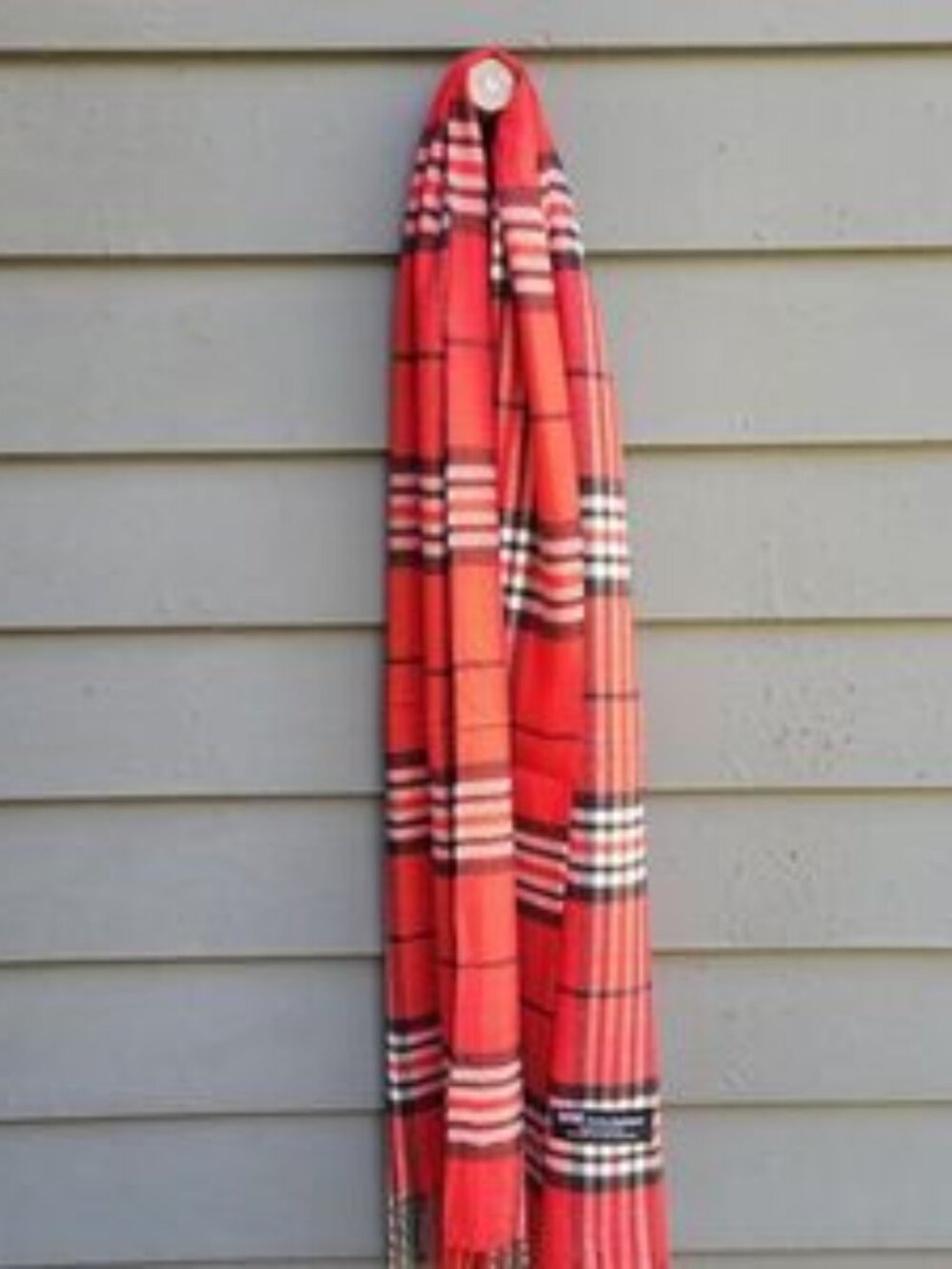 100% Cashmere Red Tartan Plaid Scarf made in Scotland NEW